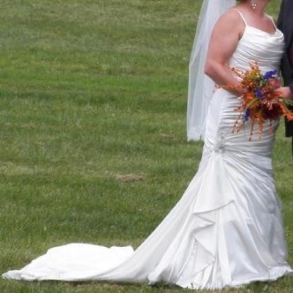 Ivory satin wedding dress